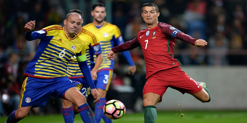 AVEIRO, PORTUGAL - OCTOBER 07: Cristiano Ronaldo of Portugal scores a goal during the 2018 FIFA World Cup Qualifiers, Group B, first leg match between Portugal and Andorra at the Aveiro Municipal stadium on October 07, 2016 in Aveiro, Portugal. (Photo by Octavio Passos/Getty Images)