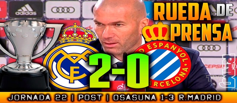Rueda de prensa de Zinedine Zidane tras el partido ante el RCD Espanyol